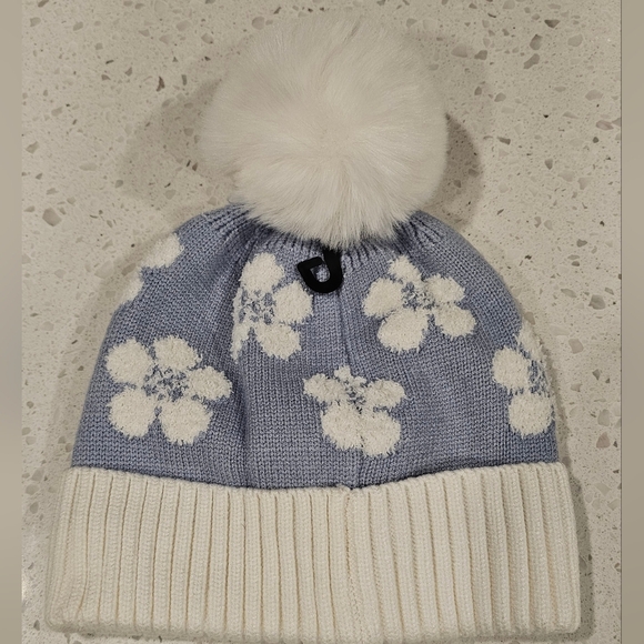 New C.C Women's Flowered Beanie with Pom - Picture 4 of 5